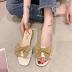 Damen elegante Pantoletten mit Schleifenverzierung R&B