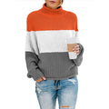 Damen Strickpullover mit hohem Kragen und modischem Farbblockdesign R&B