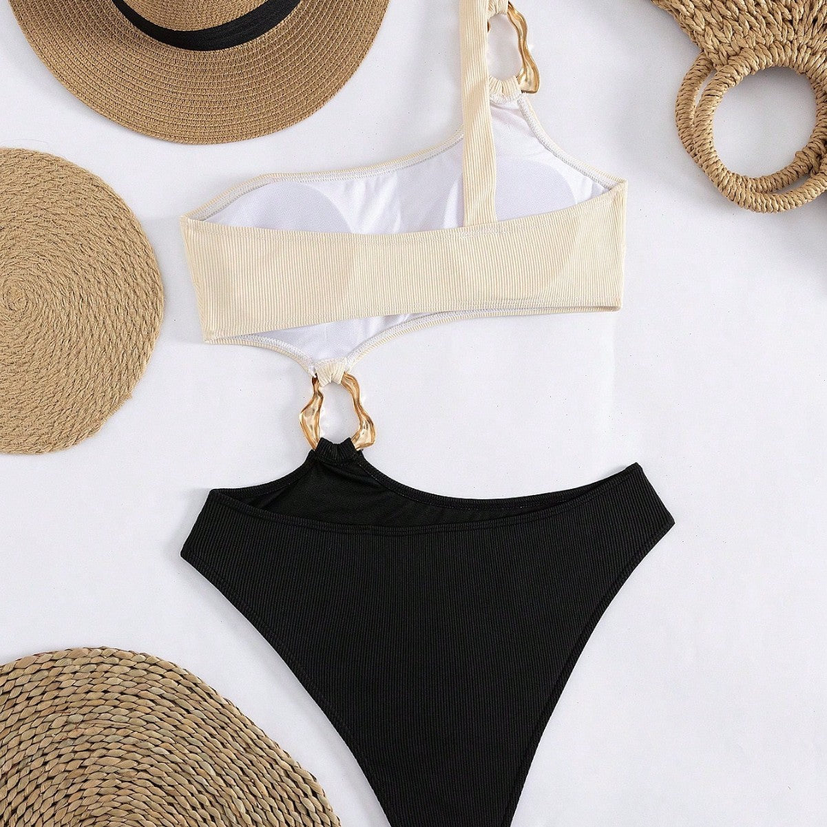 Damen Einseitiger Bikini mit modischem Ringdetail R&B