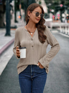 Damen Langarmbluse mit strukturiertem Muster und Knopfdetail R&B