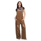 Damen Latzhose Jeans Damen mit weitem Bein und Rissdetails