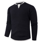 Herren Strickpullover mit V-Ausschnitt und modernem Rippenmuster R&B