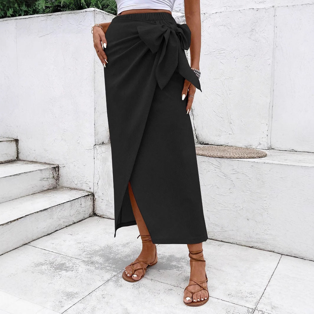 Damen Eleganter Wickelrock mit Schleifendetail R&B