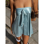 Damen Bandeau-Kleid mit verspieltem Spitzendetail und lässigem Schnitt R&B