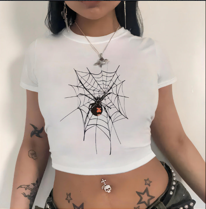 Damen Crop-Top mit innovativem Spinnen-Netz-Design R&B