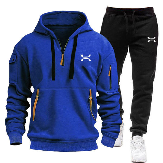 R&B Herren Hoodie-Trainingsanzug mit Reißverschlusstaschen