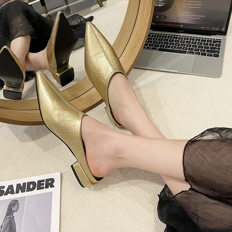 Damen Elegante und modische Mules mit niedrigem Absatz R&B