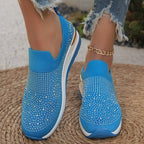 Damen Slip-On Sneakers mit glitzerndem Strassdesign R&B