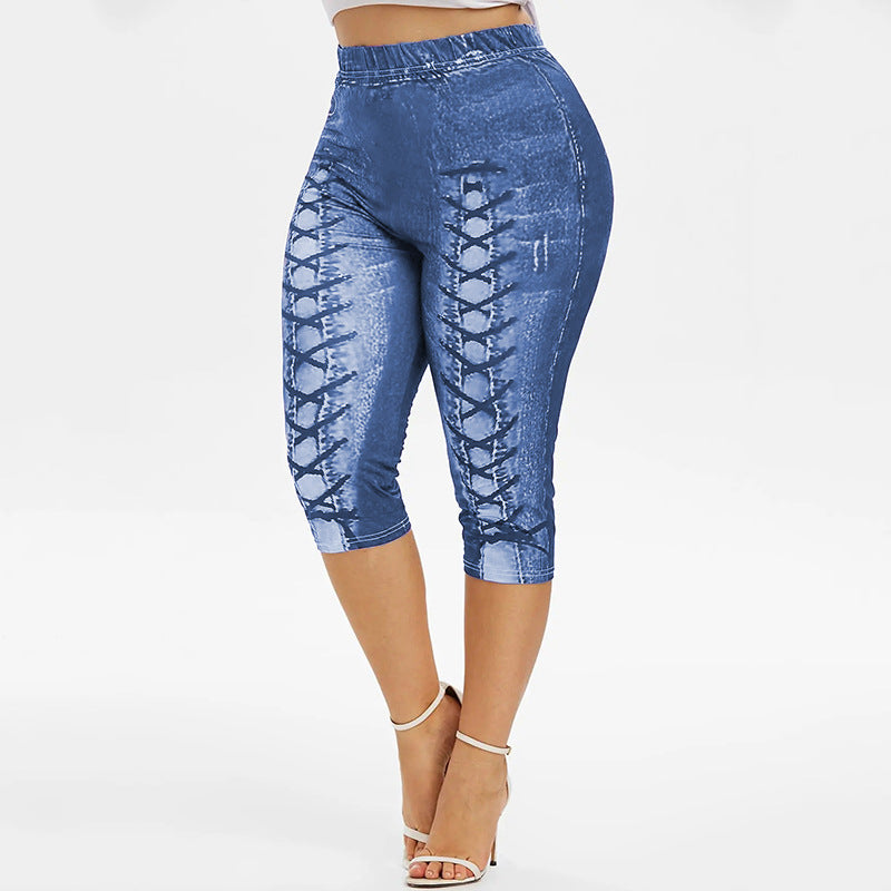 Damen Figurumspielende 3/4-Leggings mit Schnürdetails R&B