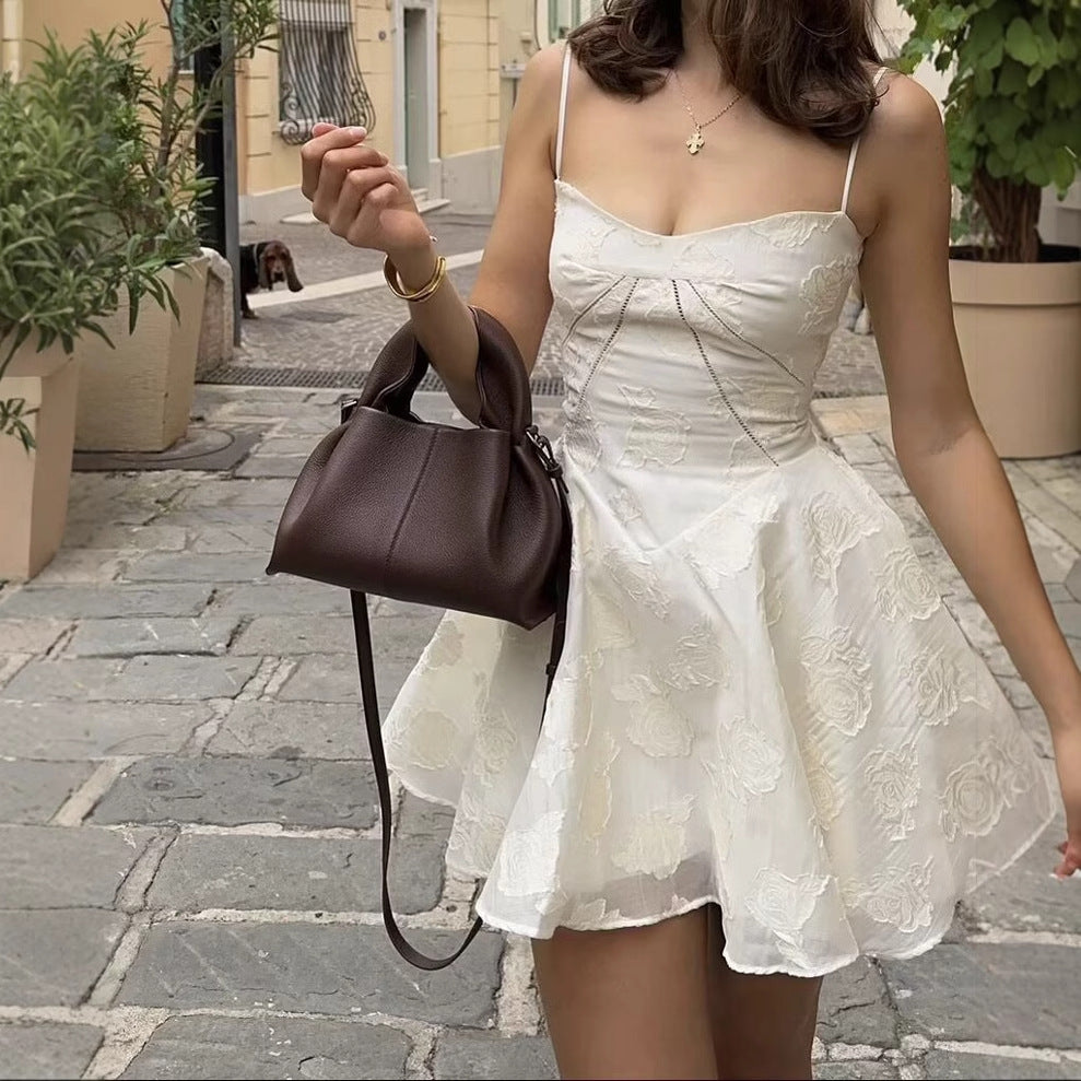 Damen Kleid mit floralem Spitzenmuster und verstellbaren Trägern R&B