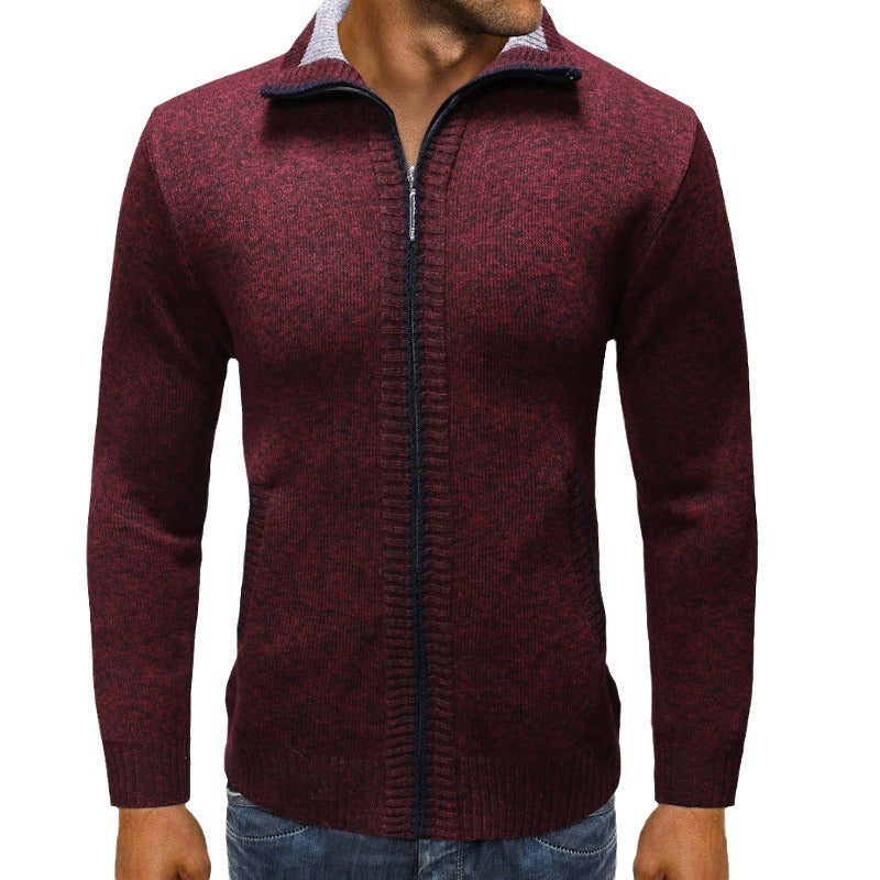 Herren Strickjacke mit Stehkragen und praktischen Taschen R&B