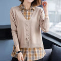 Damen Strickpullover mit raffiniertem Kordelzug und V-Ausschnitt R&B