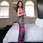 Damen Maxikleid mit schickem Blumen- und Tiermuster R&B