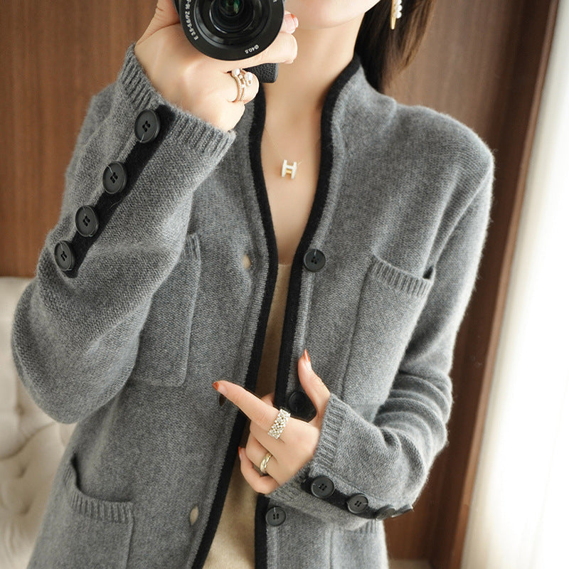 Damen Strickjacke mit hochwertiger Wollqualität und praktischen Taschen R&B