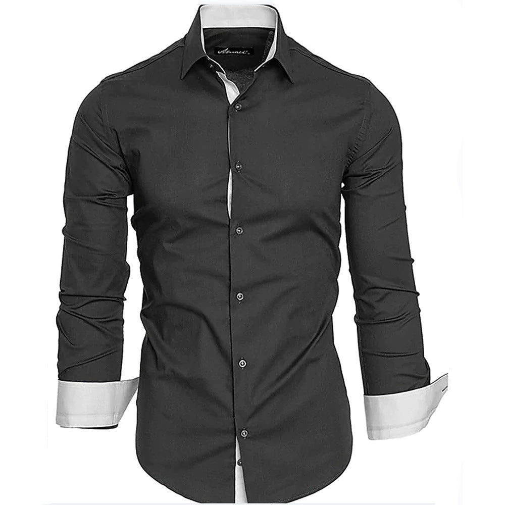 Herren elegantes Langarmhemd mit kontrastierenden Manschetten R&B