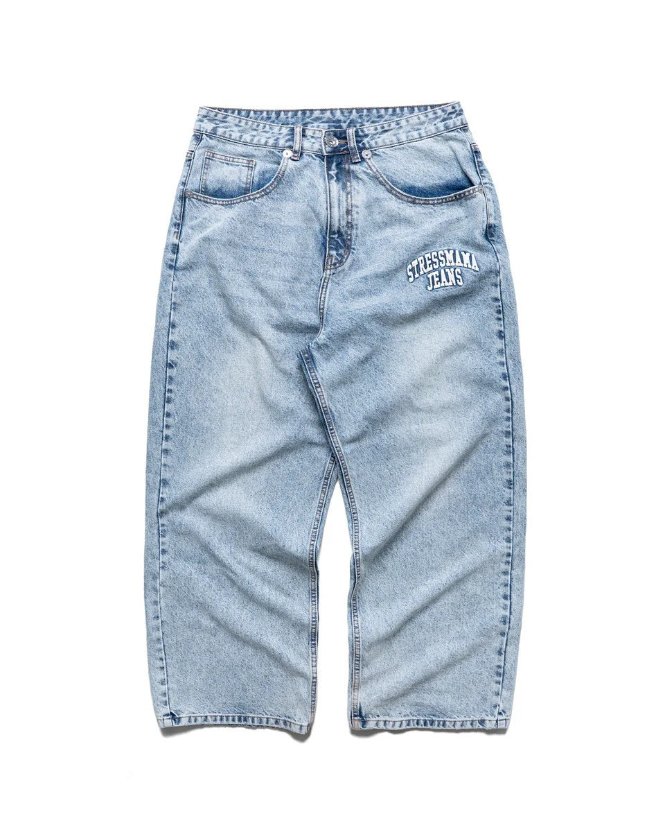 Damen weite Denim-Jeans mit stilvollem Stickdesign R&B