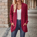 Damen Strickjacke mit offenen Front und praktischen Taschen R&B