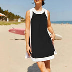 Damen lässiges Strandkleid mit kontrastierenden Abschlüssen und moderner Silhouette R&B