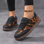 Damen nan Leopardenmuster Wildlederoptik Sneaker mit ergonomischer Polstersohle und rutschfester Gummisohle R&B