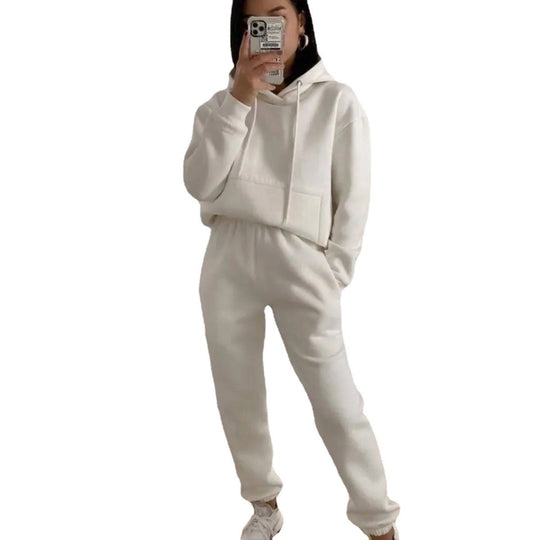 Damen Komfortabler Fleece Hoodie und Jogginghose Set R&B