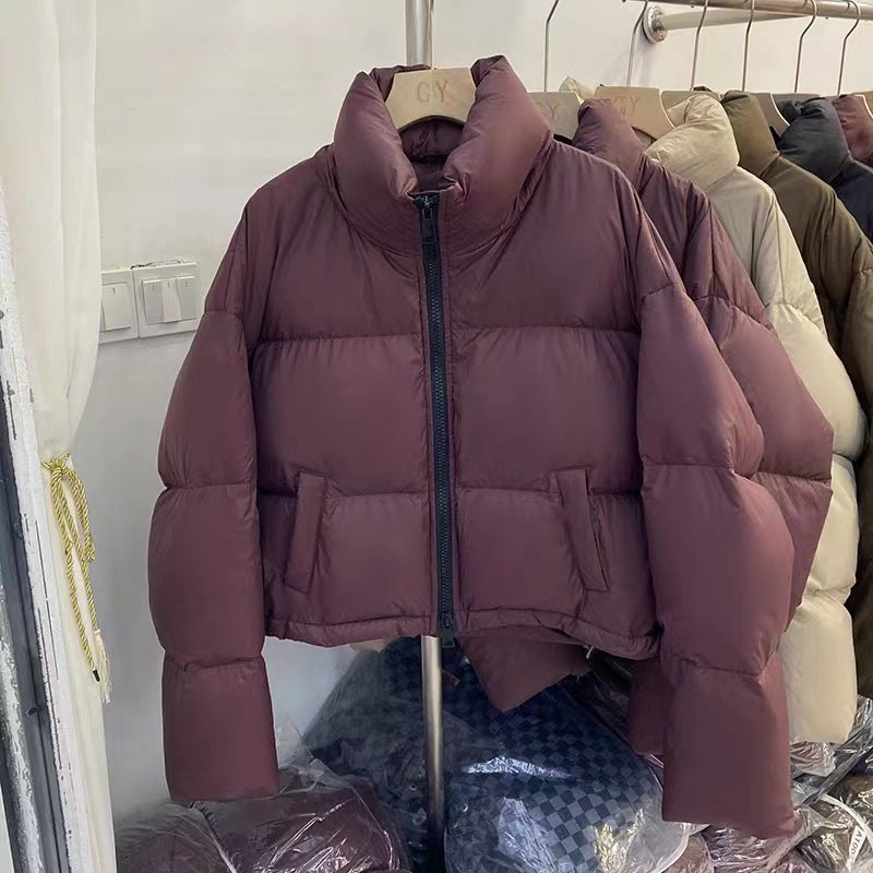 Damen Kurze wattierte Funktionsjacke mit hohem Kragen und seitlichen Taschen R&B