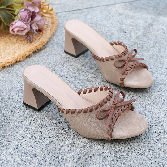 Damen Elegante Sandaletten mit raffiniertem Schleifen-Detail und stylischem Blockabsatz R&B