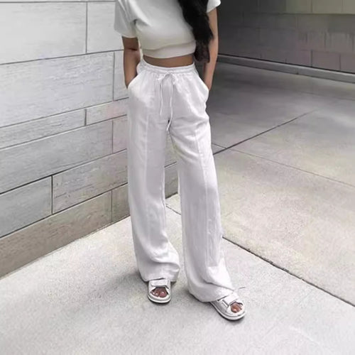 Damen Elegante und luftige Lounge-Hose mit elastischem Bund und seitlichen Taschen R&B