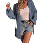 Damen modischer Strickcardigan mit voluminösen Ärmeln und offenem Schnitt R&B