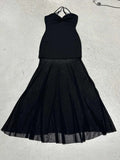 Damen Elegantes Maxikleid mit tiefem Ausschnitt und fließendem Tüllrock R&B