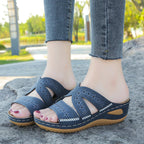 Damen Komfortable Wedge-Sandalen mit modischem Schnitt und floralem Design R&B