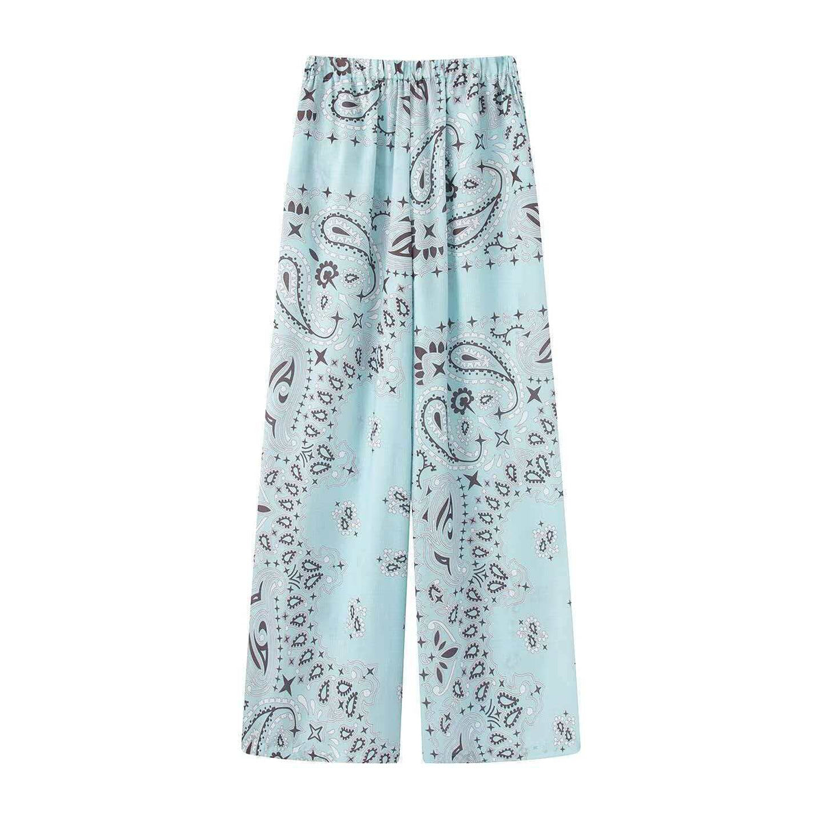 Damen nan weit geschnittene Palazzo-Hose mit Paisley-Print und elastischem Bund R&B