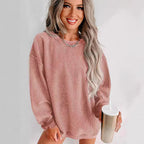 Damen lässiger Sweatshirt mit feiner Rippstruktur und komfortablem Schnitt R&B