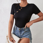 Damen Bodysuit mit dekorativen Knopfdetails und figurbetonter Passform R&B