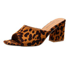 Damen offene Pantoletten mit Leopardenmuster R&B
