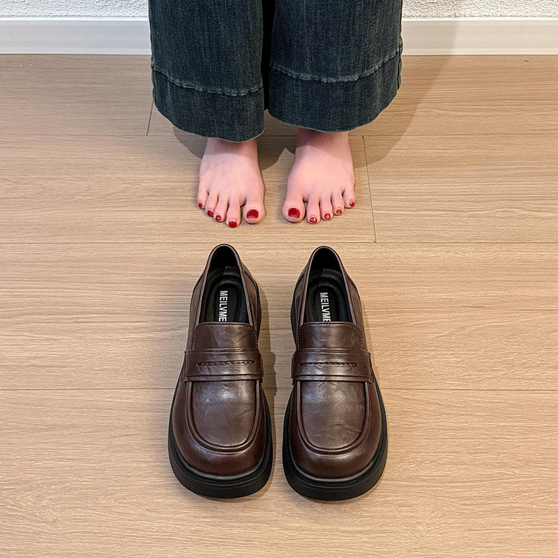 Damen modische und komfortable Loafers mit eleganter Lederoberfläche R&B