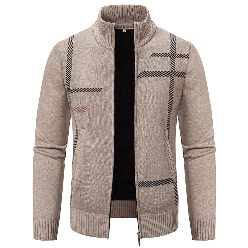 Herren Strickjacke mit modernem Zipper und hohem Kragen