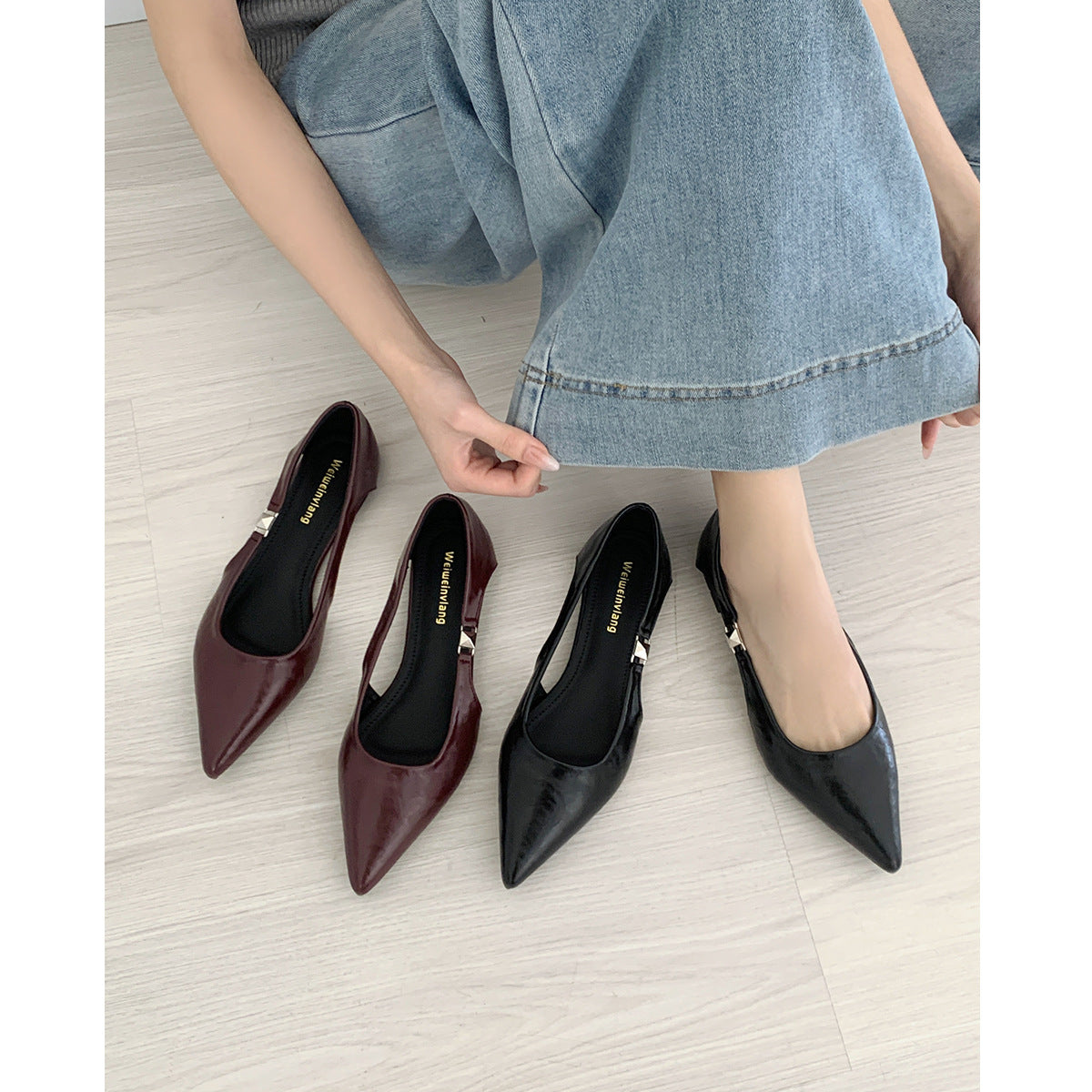 Damen Ballerinas mit modischem Cut-Out-Design und elegantem Glanz