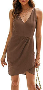 Damen Elegantes Wickel-Minikleid R&B