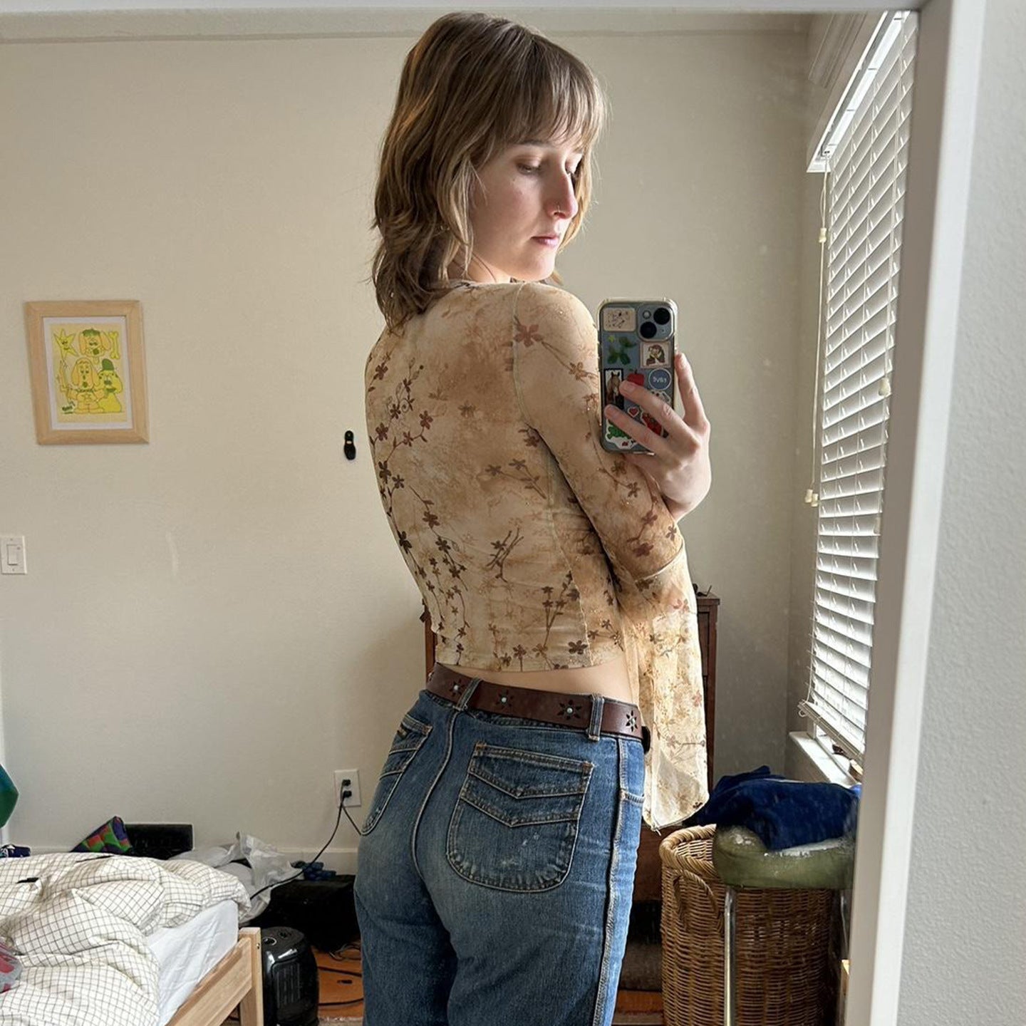 Damen Wickeloberteil mit voluminösen Ärmeln und floralem Print R&B