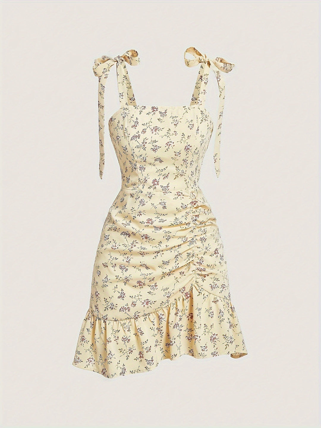 Damen verspieltes Mini-Kleid mit Rüschendetails und Schleifen R&B