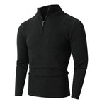 Herren Strickpullover mit modernem Zopfmuster und Halbreißverschluss R&B