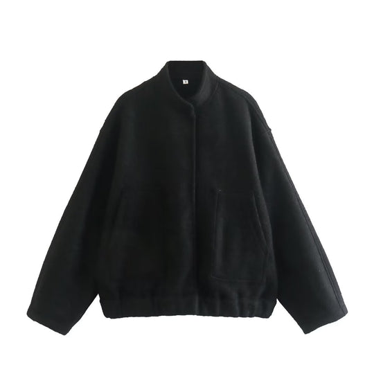 Damen lässige Oversized-Jacke aus hochwertigem Stoff R&B