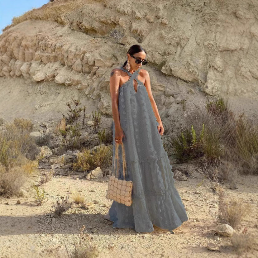 Damen luftiges Sommerkleid mit voluminösem Rock R&B