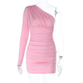 Damen Elegantes One-Shoulder-Kleid mit Raffung R&B