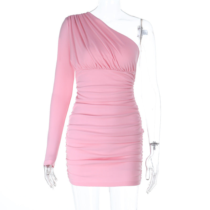 Damen Elegantes One-Shoulder-Kleid mit Raffung R&B