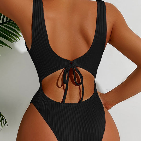 Damen Hoch geschnittener Badeanzug mit strukturiertem Rippendesign R&B