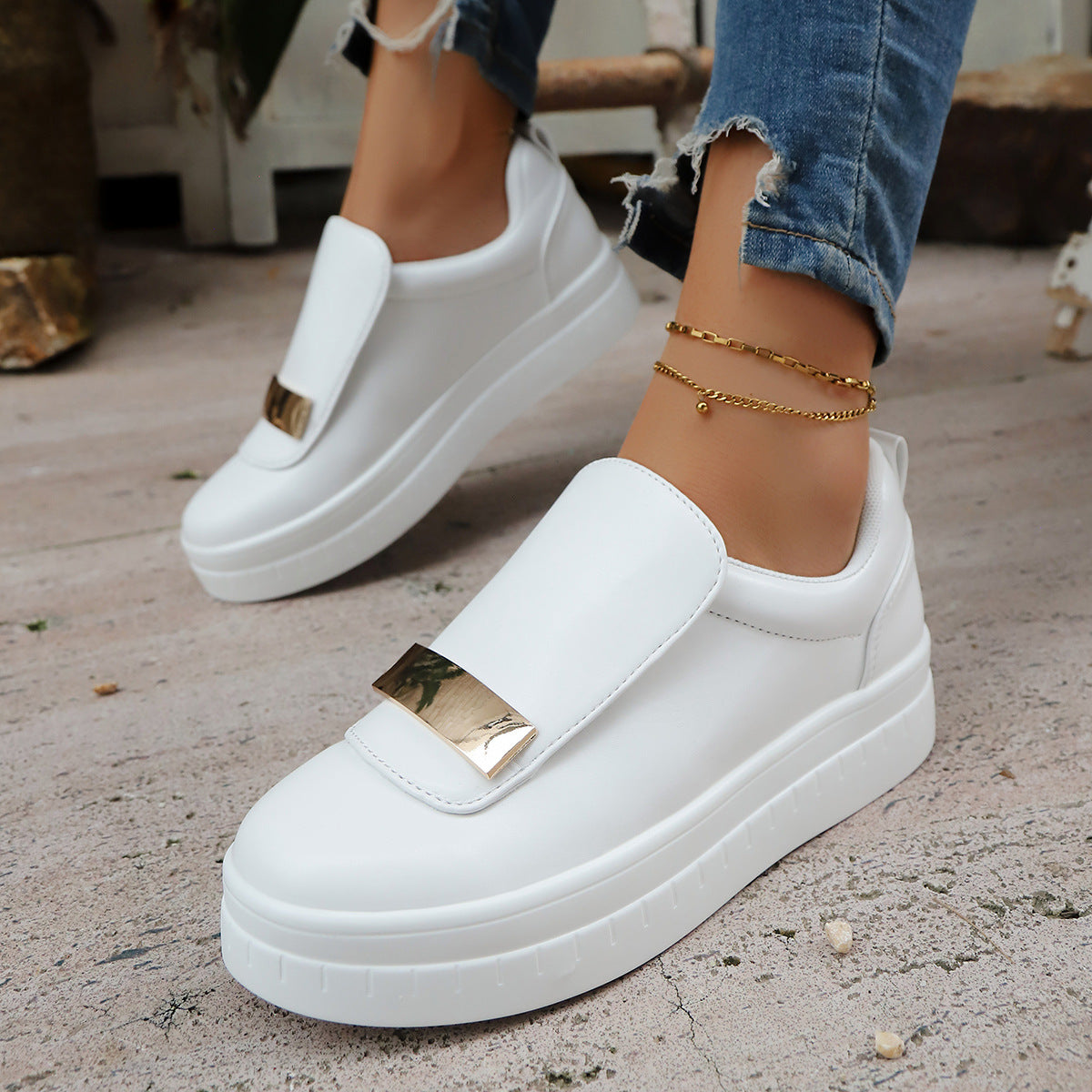 Damen Sneakers mit modischem Klappdesign und komfortabler Plateausohle R&B