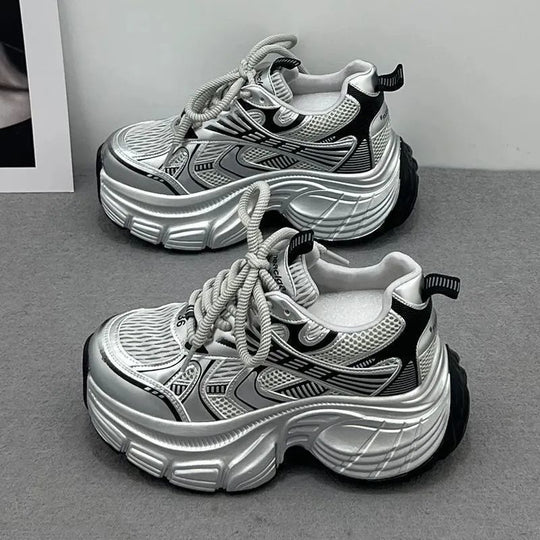 Damen Chunky Sneakers mit atmungsaktiver Netzstruktur und gepolsterter Sohle R&B
