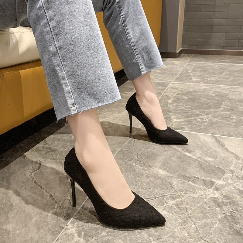 Damen nan spitze Veloursleder-Optik Pumps mit gepolstertem Fußbett und schlankem Stilettoabsatz R&B