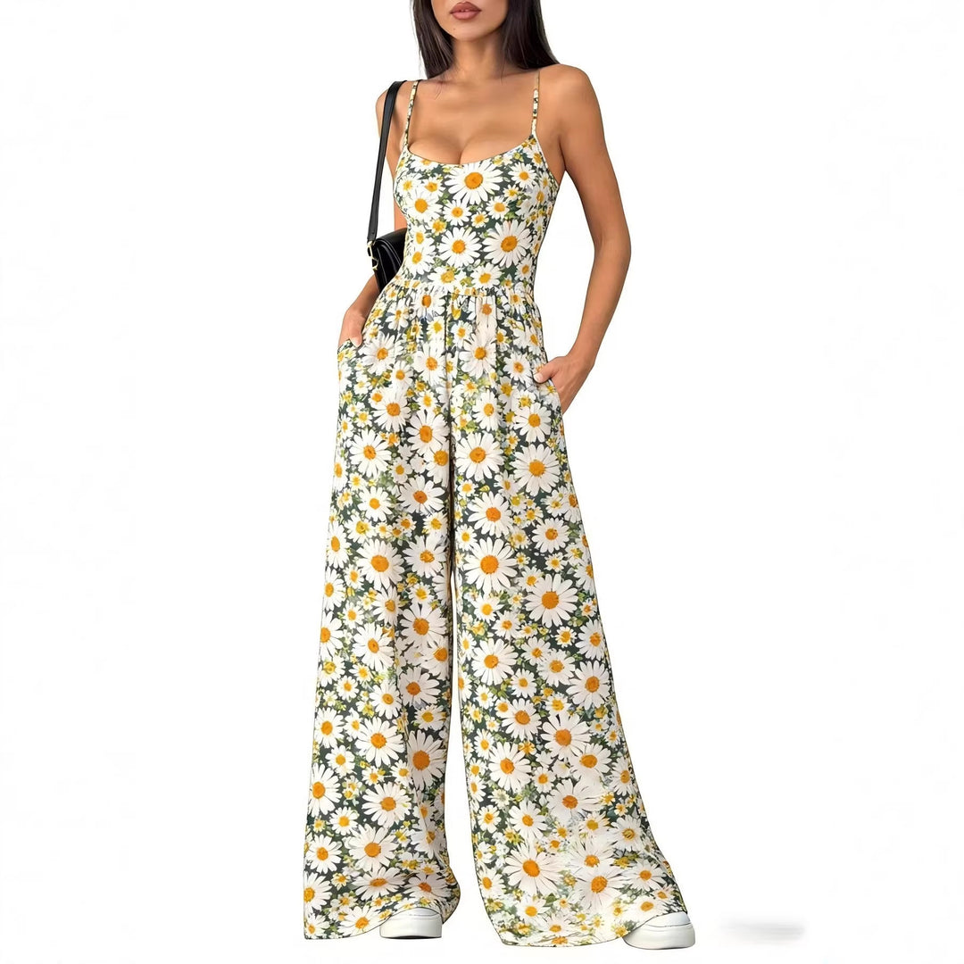 Damen Eleganter Jumpsuit mit geometrischem Print und breiten Beinen R&B